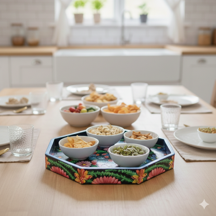 Sparrow Painted Octagon Tray