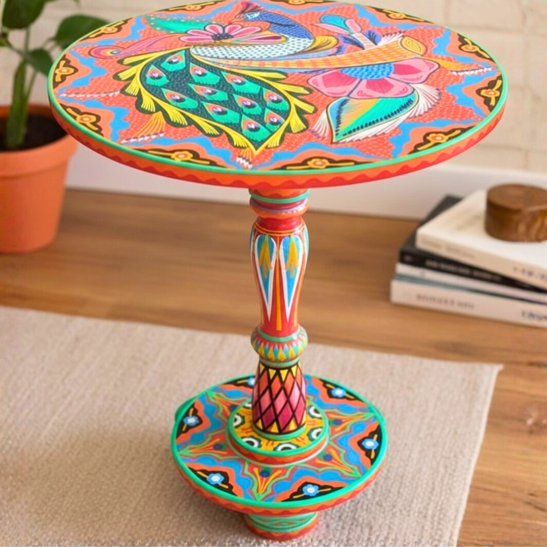 Chamakpatti Peacock Round Coffee Table
