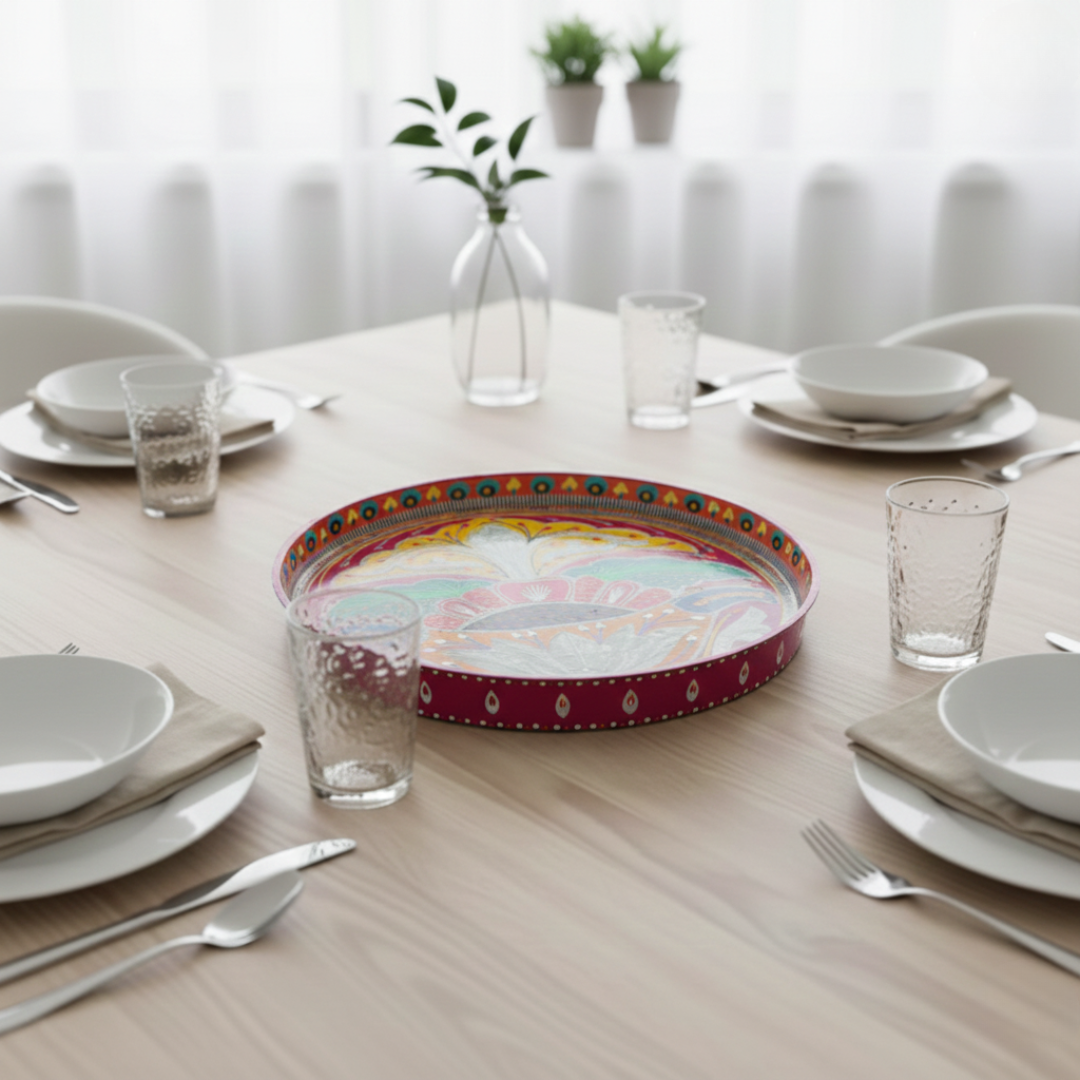 Crown Round Wooden Tray