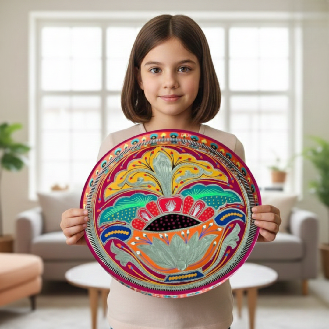 Crown Round Wooden Tray