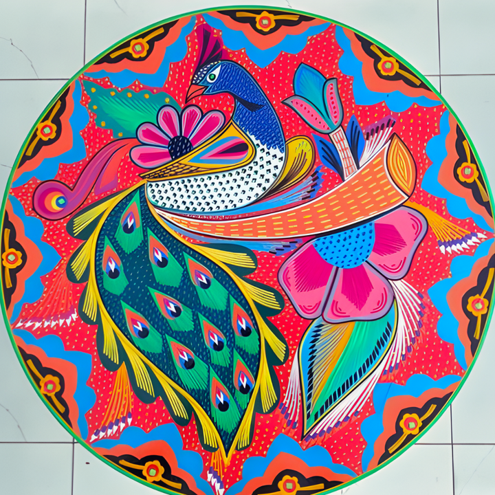 Chamakpatti Peacock Round Coffee Table