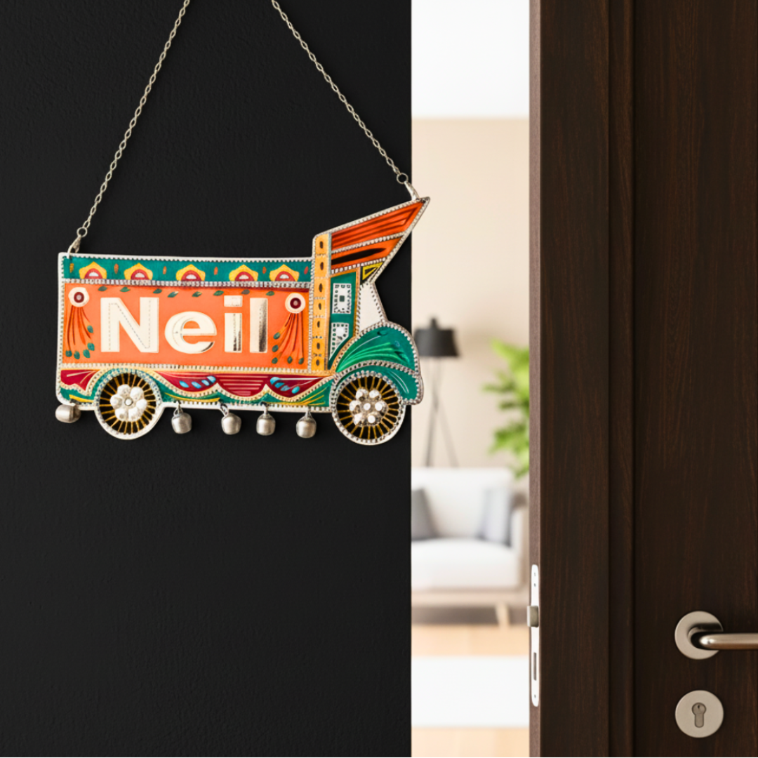 Orange Truck Home Name Sign